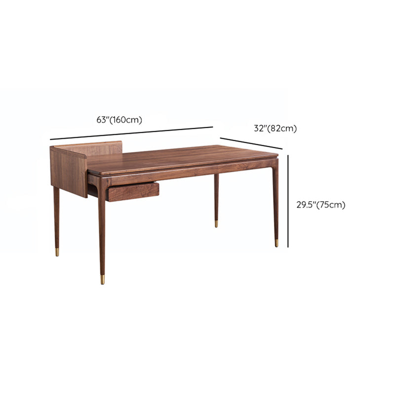 Contemporary Walnut Wood Computer Desk Home Parsons Base Writing Desk