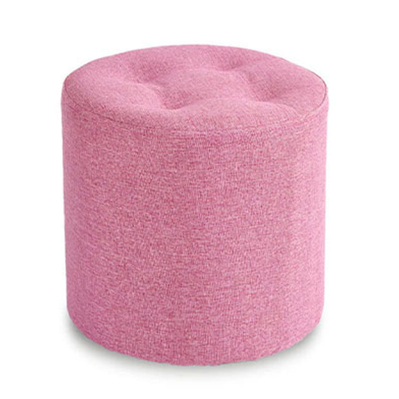 Fabric Cylinder Shape Pouf Pure Color Tufted Contemporary Fade Resistant Pouf