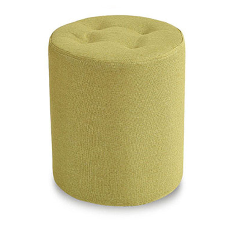 Fabric Cylinder Shape Pouf Pure Color Tufted Contemporary Fade Resistant Pouf