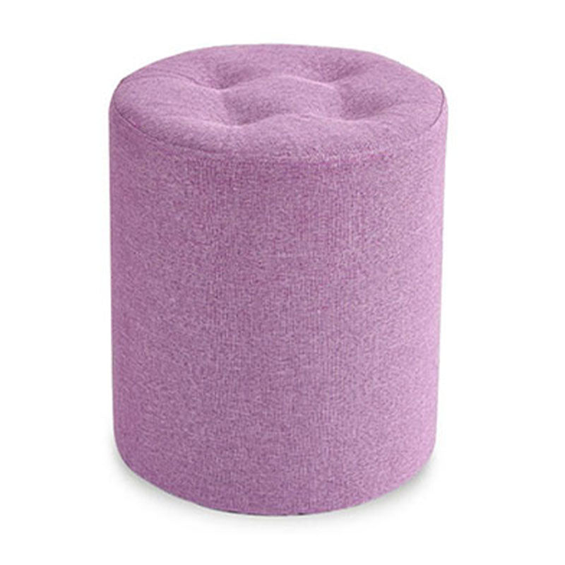 Fabric Cylinder Shape Pouf Pure Color Tufted Contemporary Fade Resistant Pouf