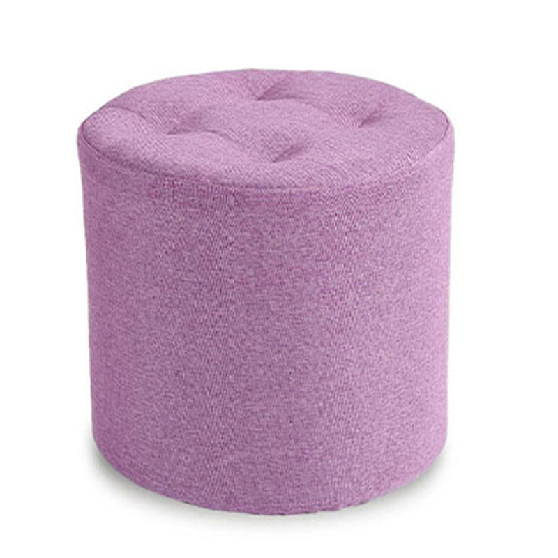 Fabric Cylinder Shape Pouf Pure Color Tufted Contemporary Fade Resistant Pouf