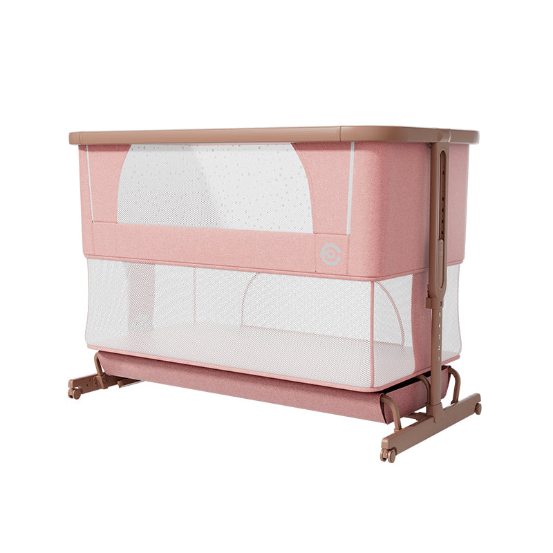 Color Matching Contemporary Crib Round Nursery Crib with Casters