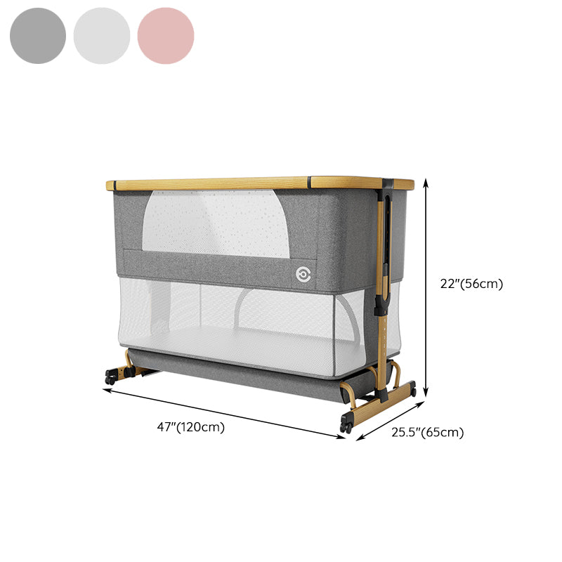 Color Matching Contemporary Crib Round Nursery Crib with Casters