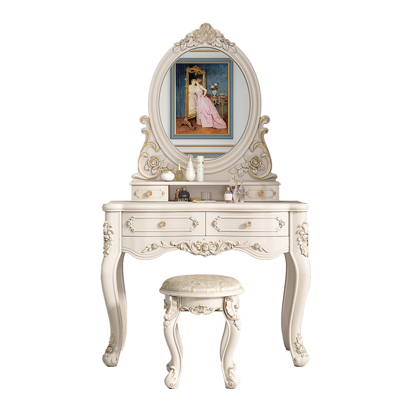 Victorian Bedroom Makeup Vanity Desk Table White Vanity Dressing Table with Drawer