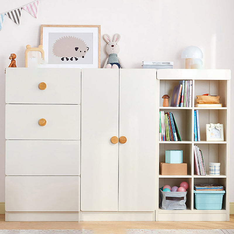 Wooden White Coat Locker High Gloss Kids Closet with Garment Rod