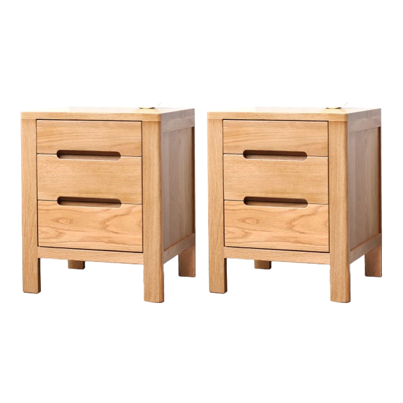 Solid Wood Brown Kids Bedside Table Modern Wooden Nightstands