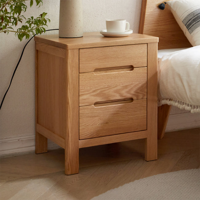 Solid Wood Brown Kids Bedside Table Modern Wooden Nightstands