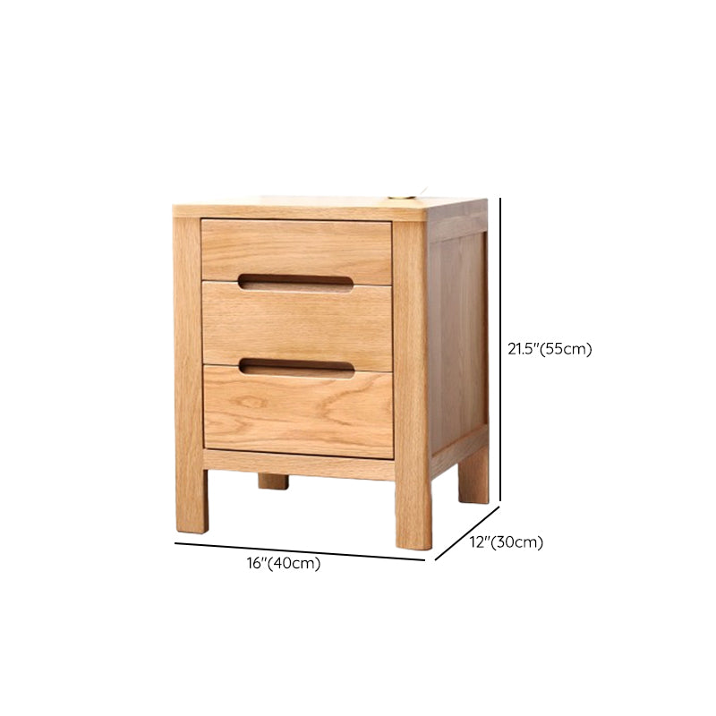 Solid Wood Brown Kids Bedside Table Modern Wooden Nightstands