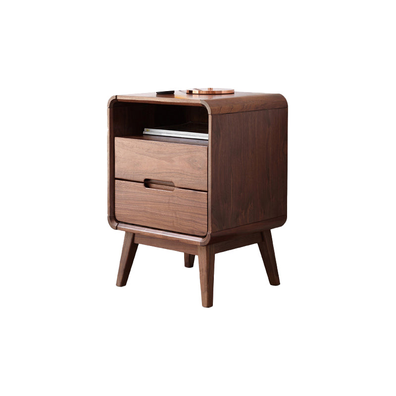 Solid Wood Storage Kids Bedside Table Brown Flat Top with Drawers