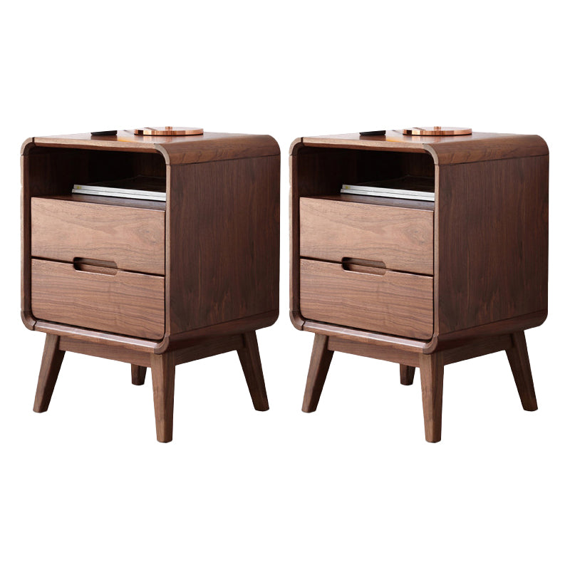 Solid Wood Storage Kids Bedside Table Brown Flat Top with Drawers