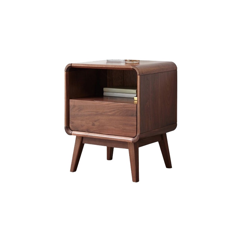 Solid Wood Storage Kids Bedside Table Brown Flat Top with Drawers