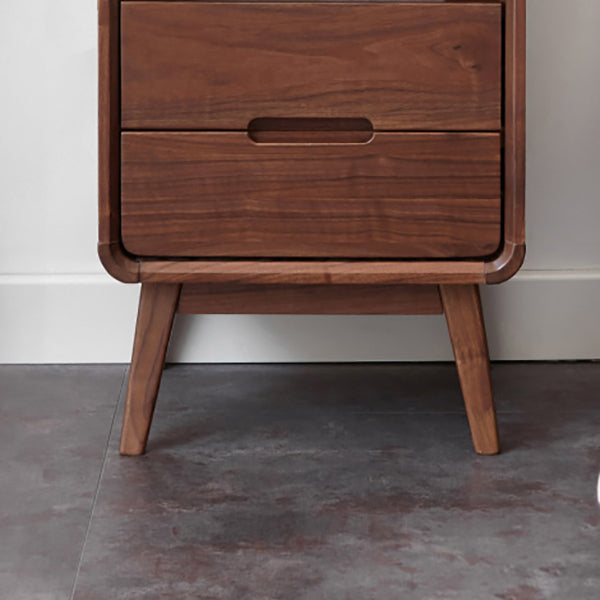 Solid Wood Storage Kids Bedside Table Brown Flat Top with Drawers