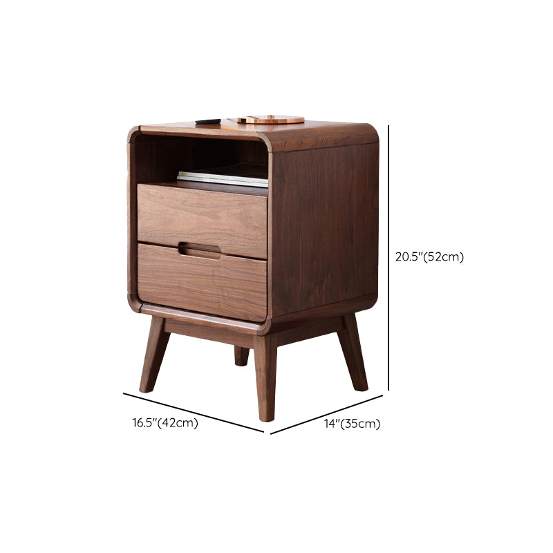 Solid Wood Storage Kids Bedside Table Brown Flat Top with Drawers