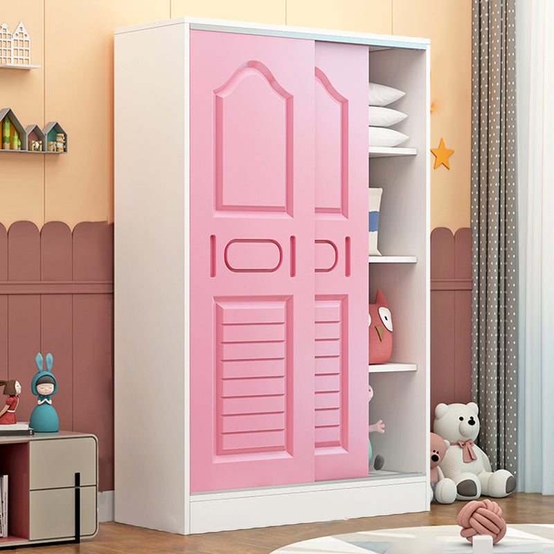 Wooden Wardrobe Armoire Contemporary Dress Up Unit with Doors