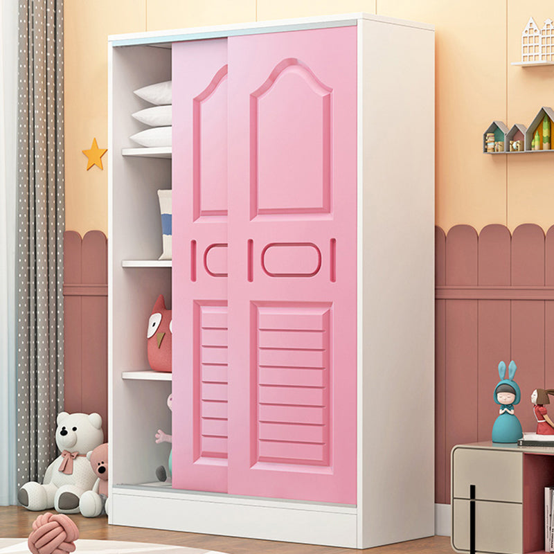 Wooden Wardrobe Armoire Contemporary Dress Up Unit with Doors