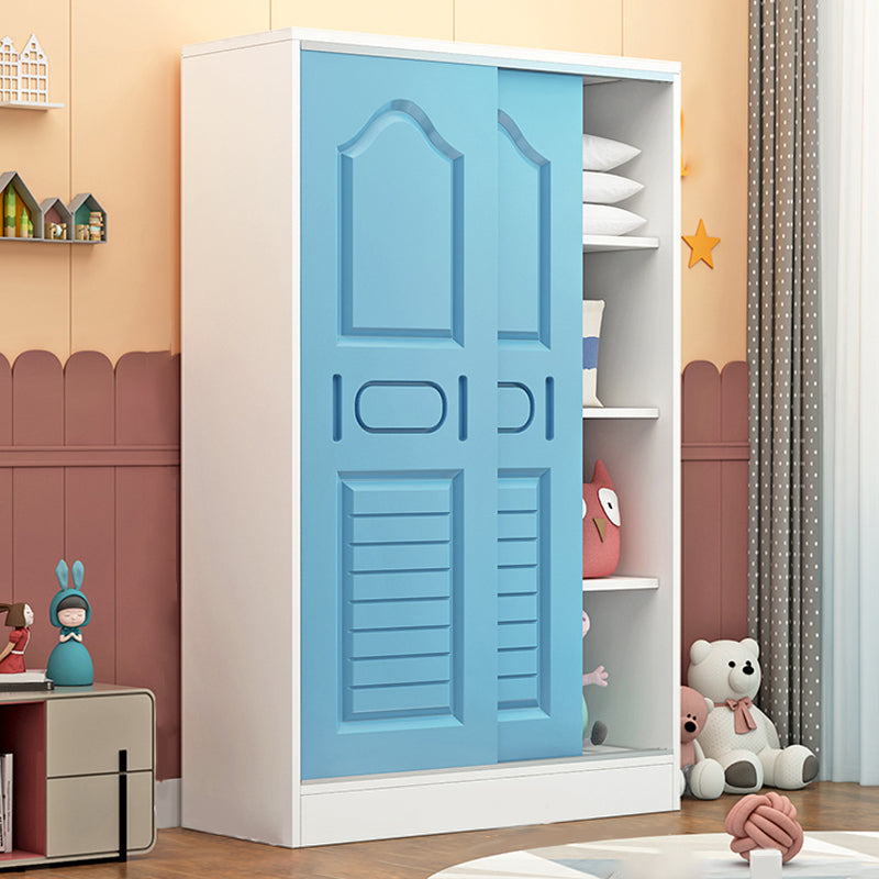 Wooden Wardrobe Armoire Contemporary Dress Up Unit with Doors