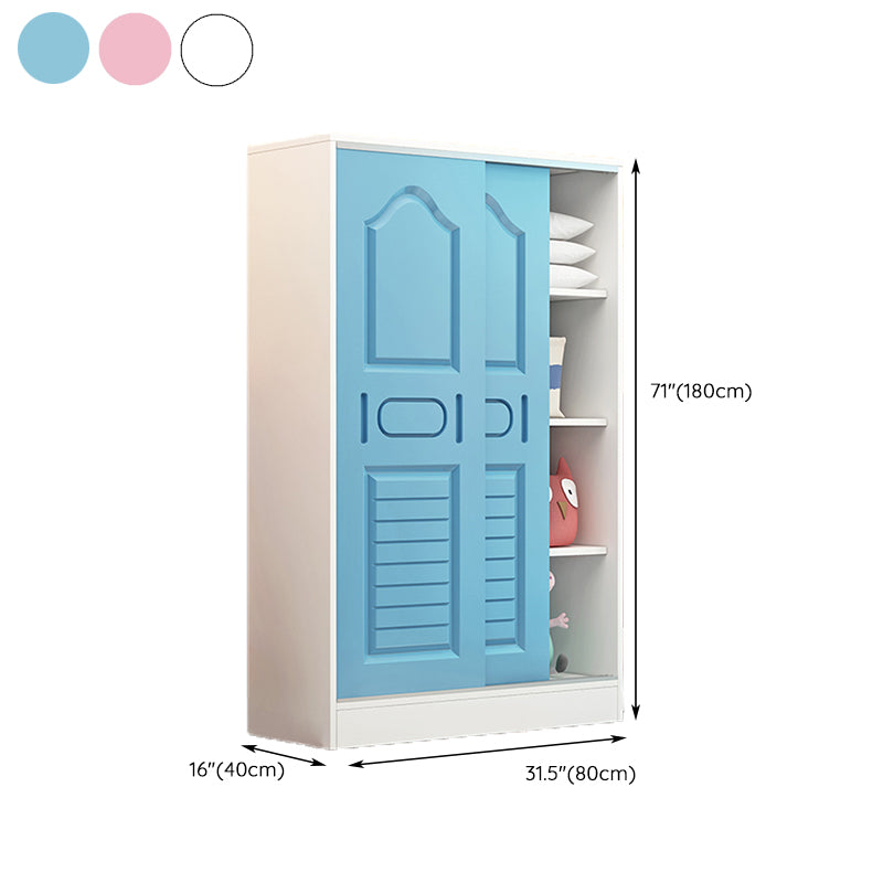 Wooden Wardrobe Armoire Contemporary Dress Up Unit with Doors