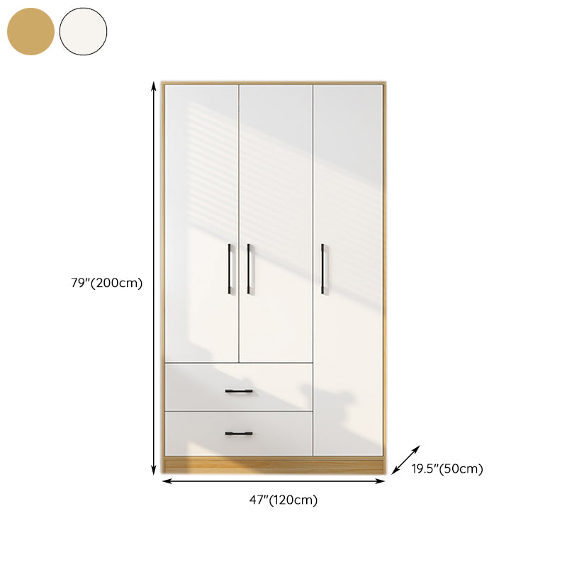 White Wooden Kids Closet High Gloss 2-Drawer Coat Locker with Sliding Barn Door