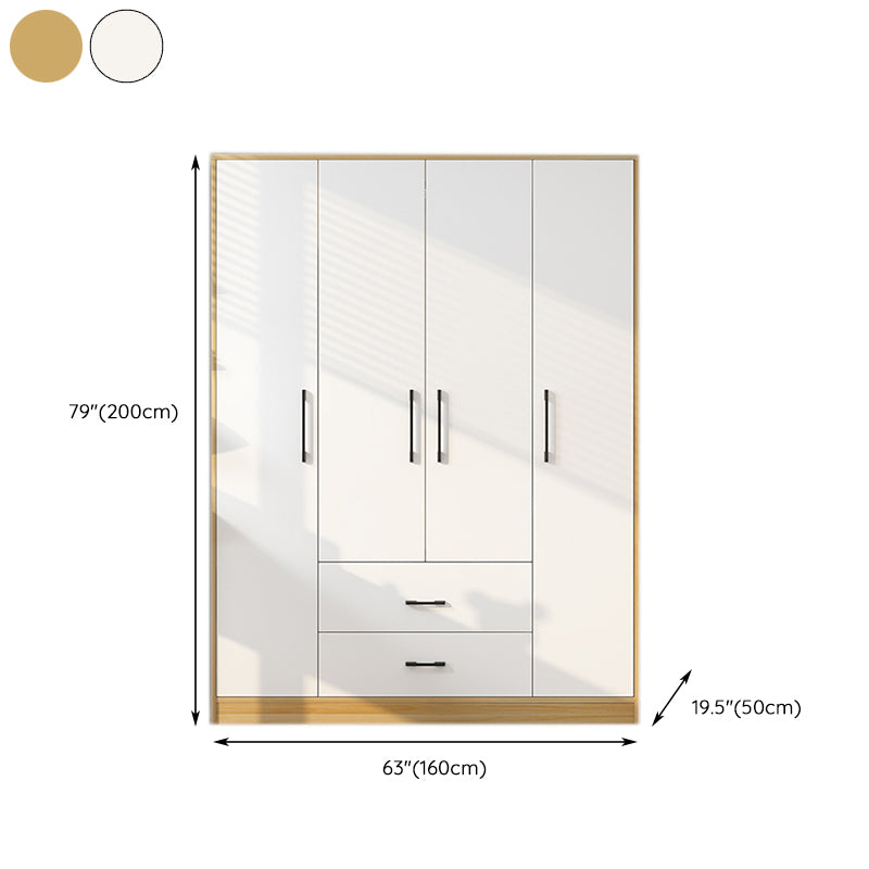 White Wooden Kids Closet High Gloss 2-Drawer Coat Locker with Sliding Barn Door