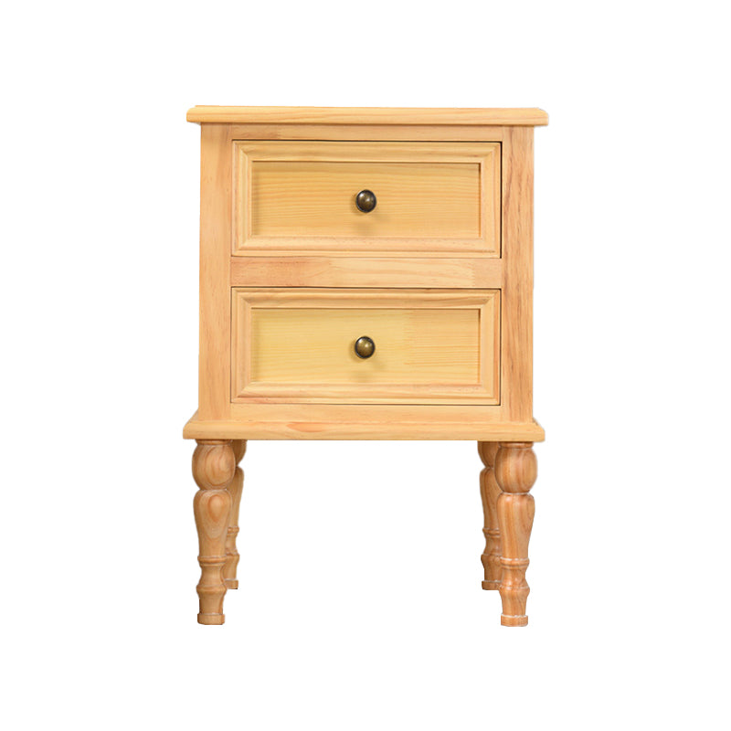 American Style Kids Bedside Table 2 Drawers Solid Wood Nursery Nightstand