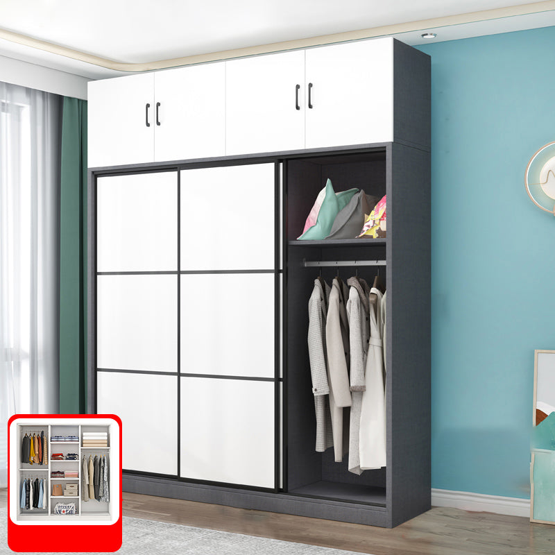 Gray Modern Coat Locker Wooden 3-Drawer Matte Finish Closet with Garment Rod