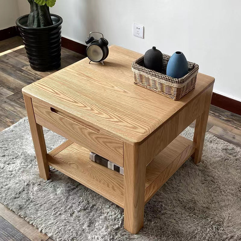 Natural Oak Wood Kids Nightstand 1 Drawers Nursery Nightstand