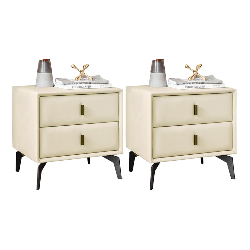 Upholstered Pine Wood Kids Bedside Table 2 Drawers Nursery Nightstand