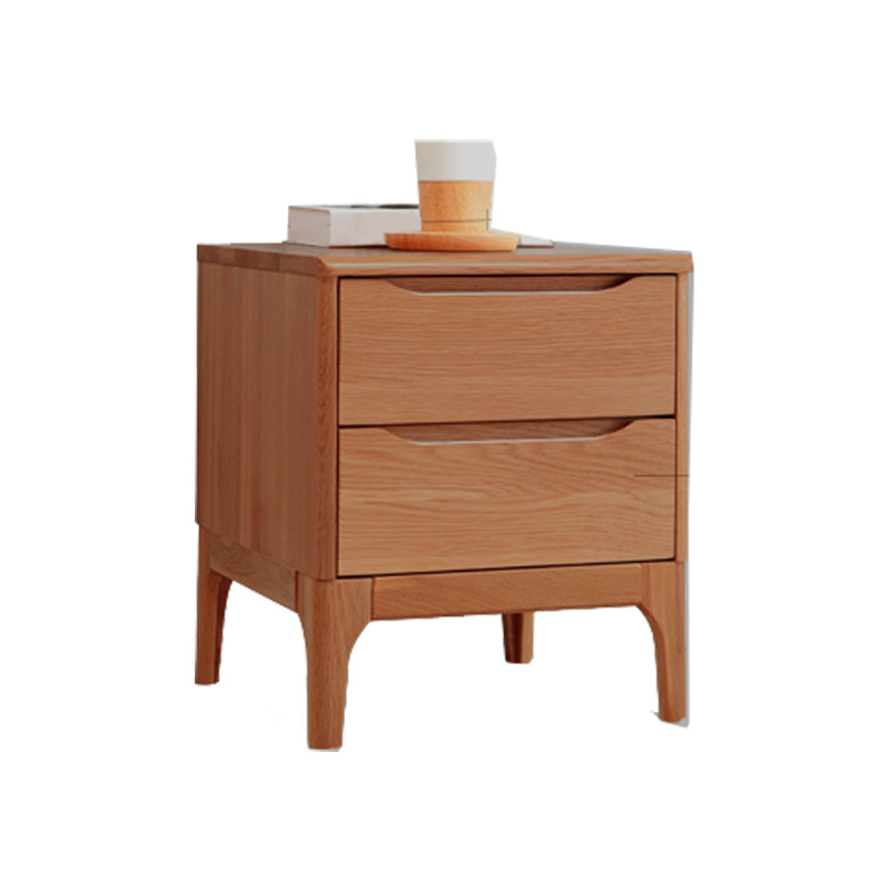 Simple Solid Wood Kids Bedside Table 2 Drawers Nursery Nightstand