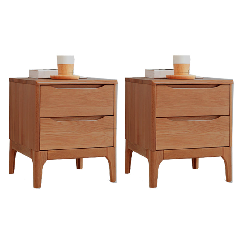 Simple Solid Wood Kids Bedside Table 2 Drawers Nursery Nightstand