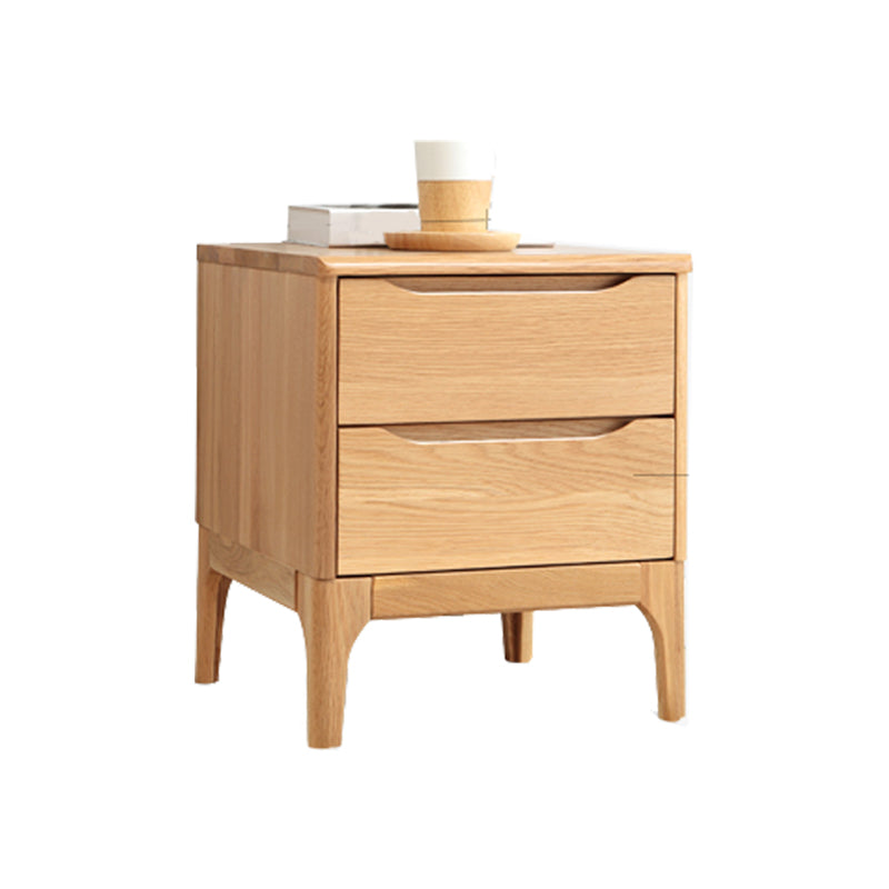 Simple Solid Wood Kids Bedside Table 2 Drawers Nursery Nightstand