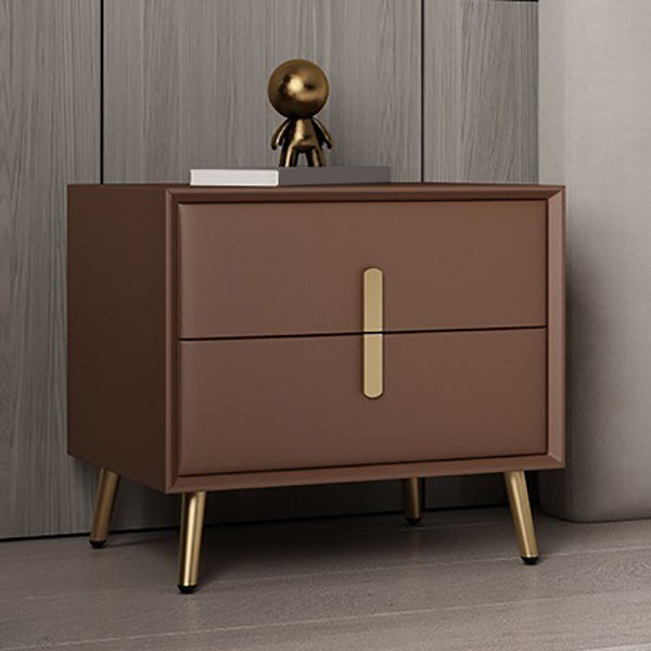 Leather Solid Wood Nursery Nightstand 2 Drawers Children's Bedside Table