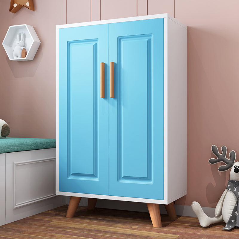 Blue Modern Kids Closet Wooden High Gloss Coat Locker with Garment Rod