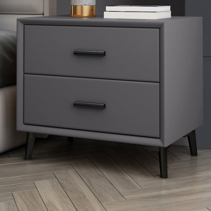 Simple Leather Nursery Nightstand 2 Drawers Children's Bedside Table