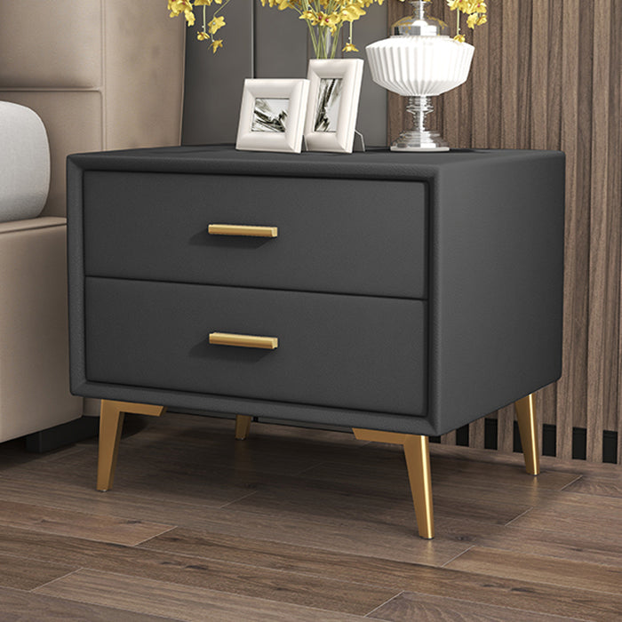 Modern Leather Nursery Nightstand 2 Drawers Children's Bedside Table