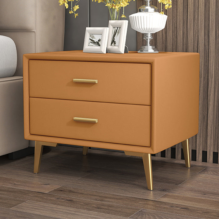 Modern Leather Nursery Nightstand 2 Drawers Children's Bedside Table