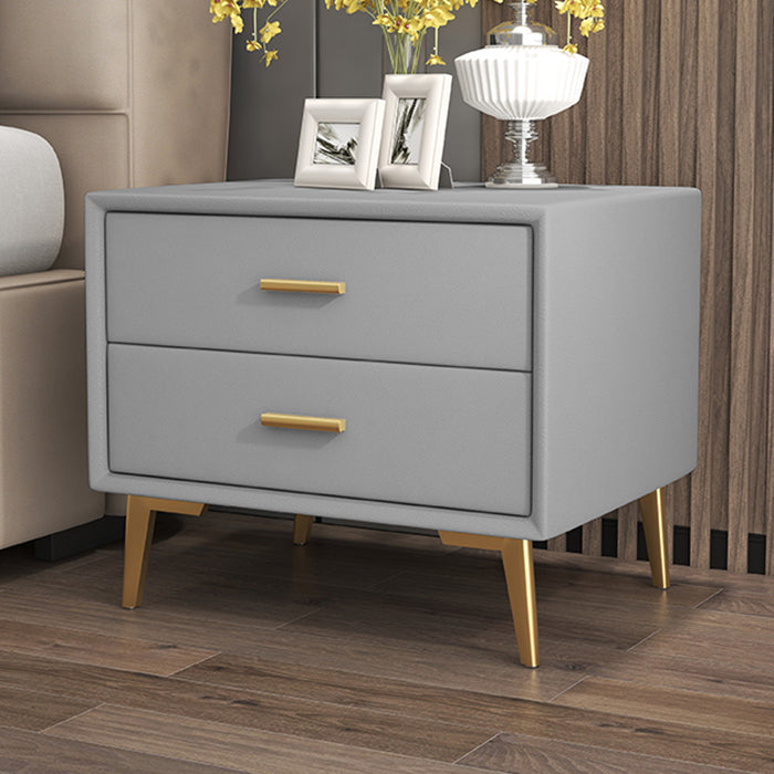 Modern Leather Nursery Nightstand 2 Drawers Children's Bedside Table