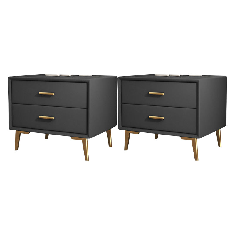 Modern Leather Nursery Nightstand 2 Drawers Children's Bedside Table