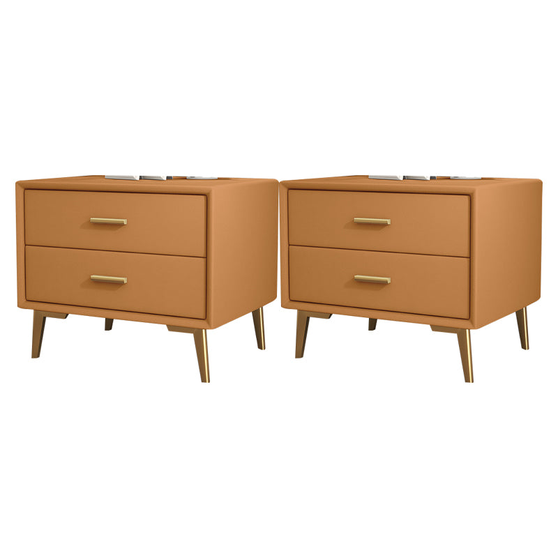 Modern Leather Nursery Nightstand 2 Drawers Children's Bedside Table