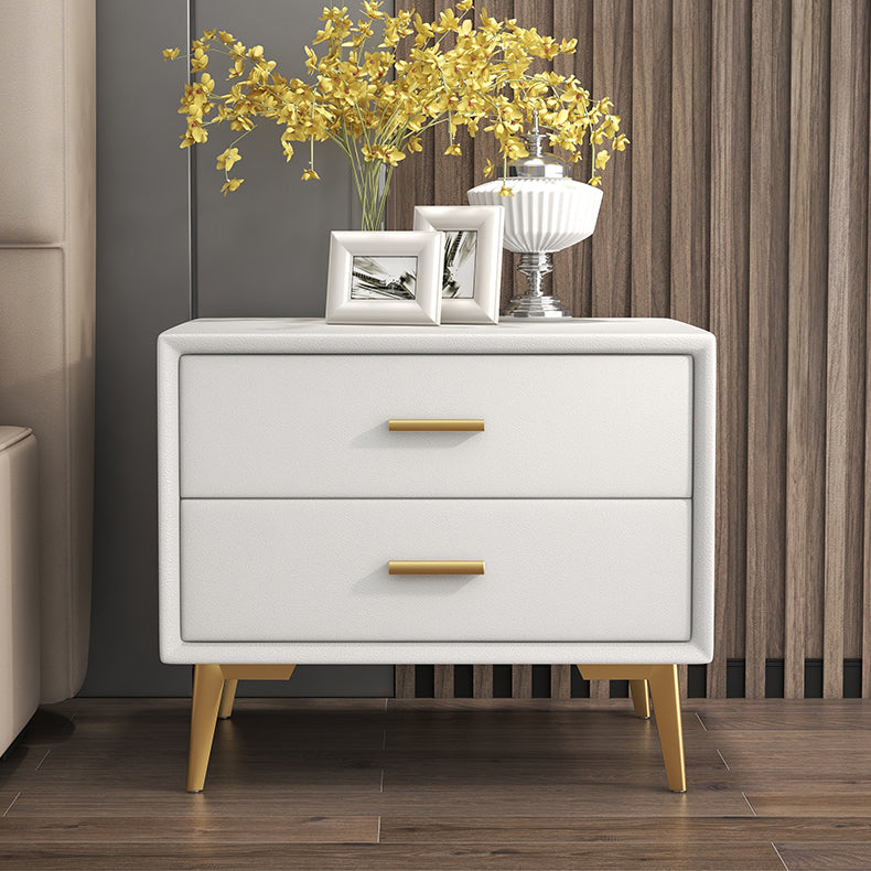 Modern Leather Nursery Nightstand 2 Drawers Children's Bedside Table