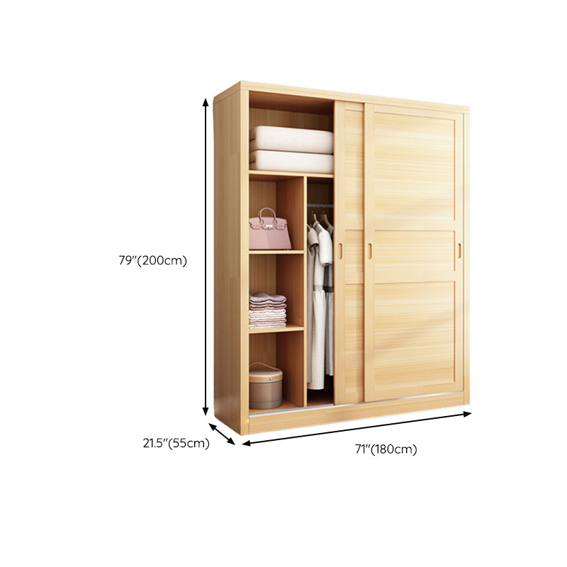 Solid Wood Wardrobe Armoire Contemporary Wardrobe Armoire with Doors