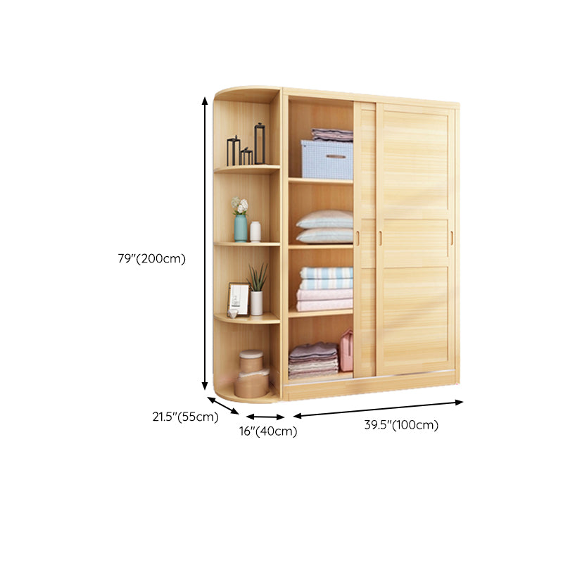 Solid Wood Wardrobe Armoire Contemporary Wardrobe Armoire with Doors