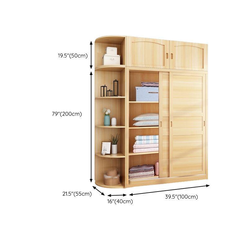 Solid Wood Wardrobe Armoire Contemporary Wardrobe Armoire with Doors