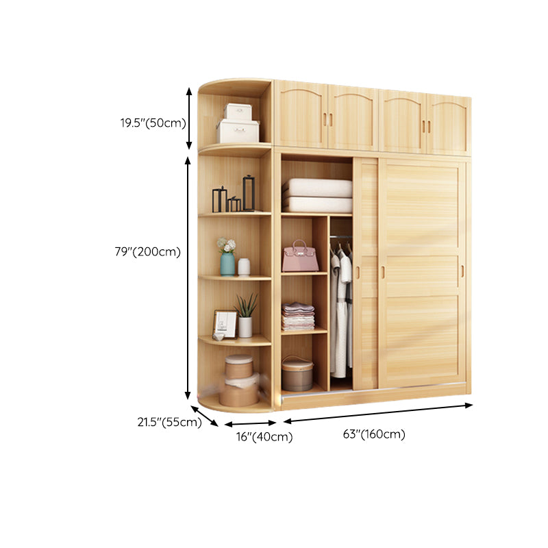 Solid Wood Wardrobe Armoire Contemporary Wardrobe Armoire with Doors