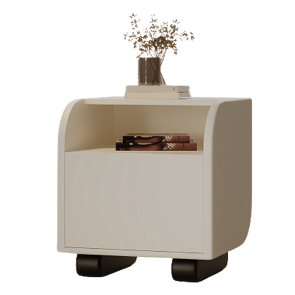 Solid Wood Nursery Nightstand Simple Beige Kids Bedside Table