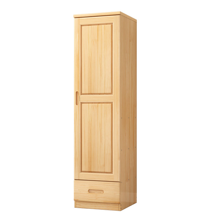 Pine Wardrobe Armoire 1 and 2-Door Hanging Clothes Rack with Door