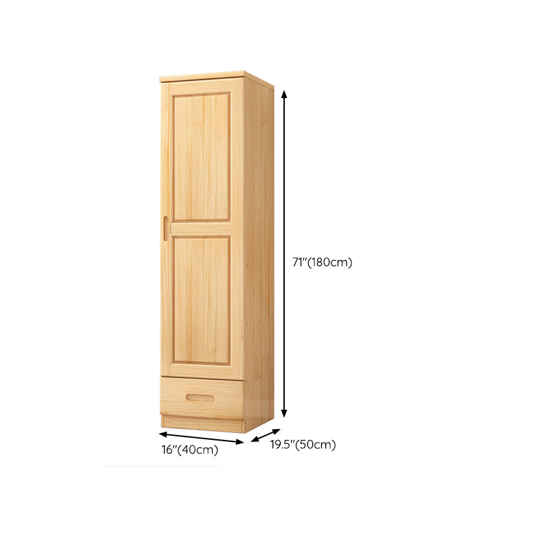 Pine Wardrobe Armoire 1 and 2-Door Hanging Clothes Rack with Door