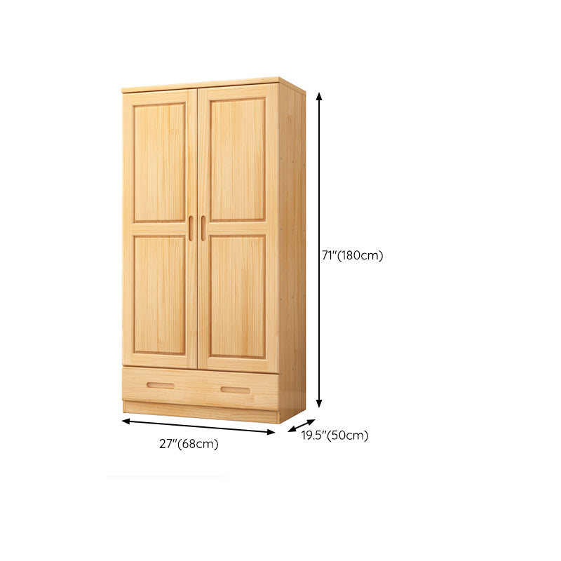 Pine Wardrobe Armoire 1 and 2-Door Hanging Clothes Rack with Door