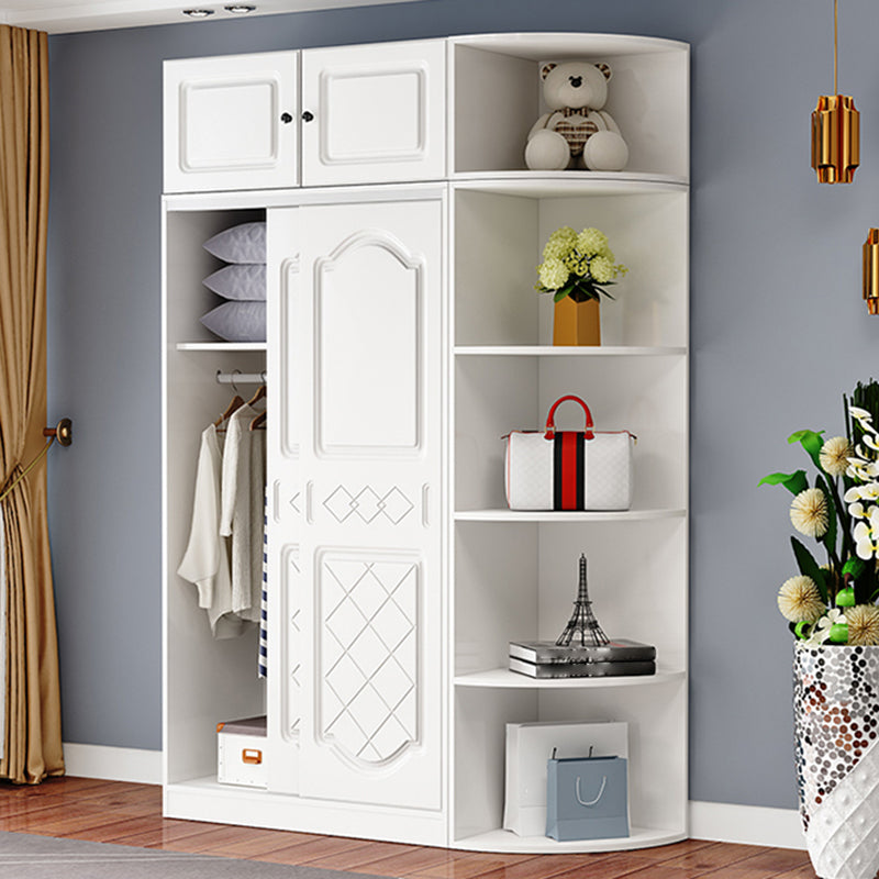 Contemporary White Coat Locker Solid Wood Closet with1 Sliding Door