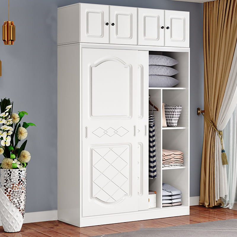 Contemporary White Coat Locker Solid Wood Closet with1 Sliding Door