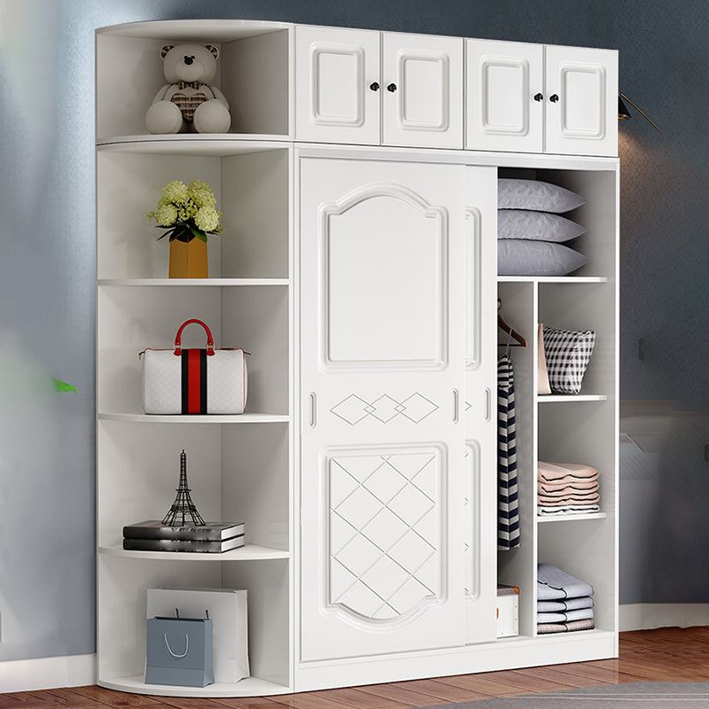 Contemporary White Coat Locker Solid Wood Closet with1 Sliding Door